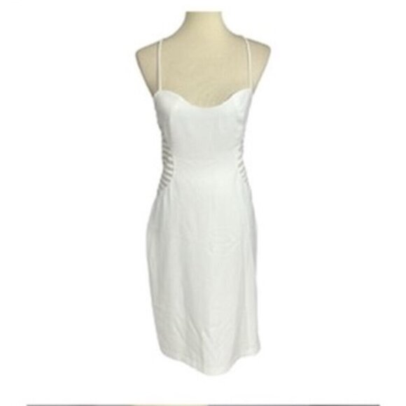 Halston Heritage Dresses & Skirts - NWT Halston Heritage white bodycon cut-out midi dress sweetheart bachelorette